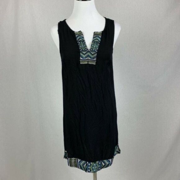 COPY - APT 9  black tribal print sleeveless tunic dress - Picture 2 of 7